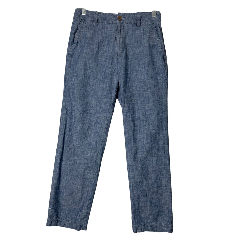 Gap High Rise Girlfriend Khaki Pants Womens 2 Blue Chambray Preppy Cotton Beach